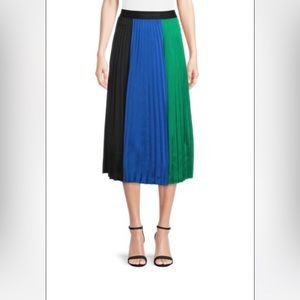 NWT KARL LAGERFELD Colorblock Pleated Midi Skirt
